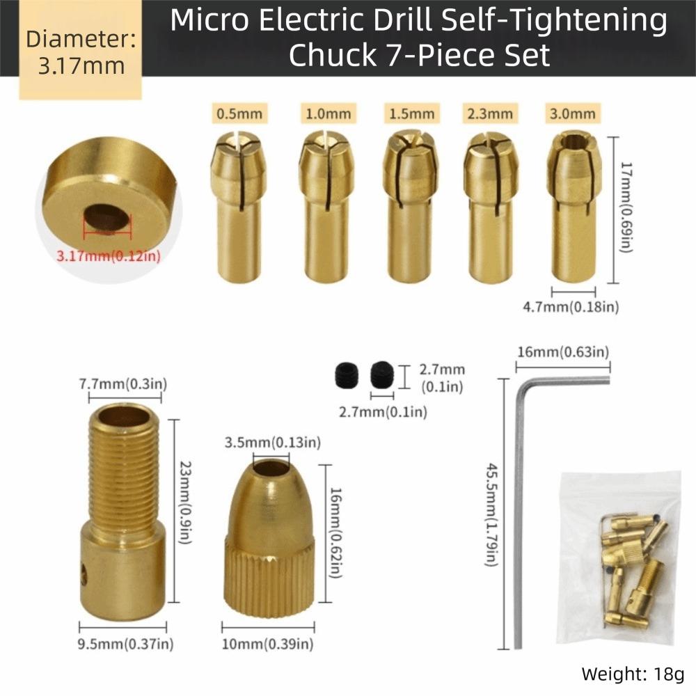 3 sets 0.5-3mm Capacity Brass Drill Chuck 4 Jaw Electric Drill Chuck  For Rotary Tools
