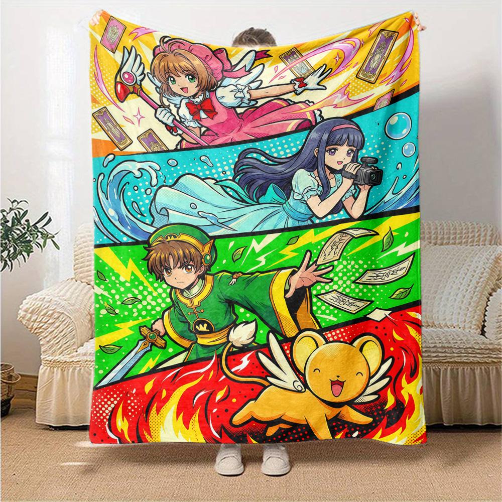 Sakura Kinomoto Print Flannel Blanket High Quality Warm Comfortable Cover for All Seasons Perfect for Gifts Home Decor