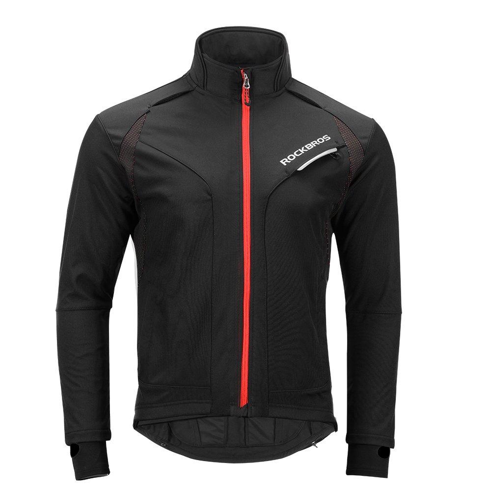 ROCKBROS Winter Cycling Cold Weather Cycling Long for and Running Men's Jacket, Windbreaker, Jersey, Sleeve, Windproof, Fleece-Lined, Cycling,