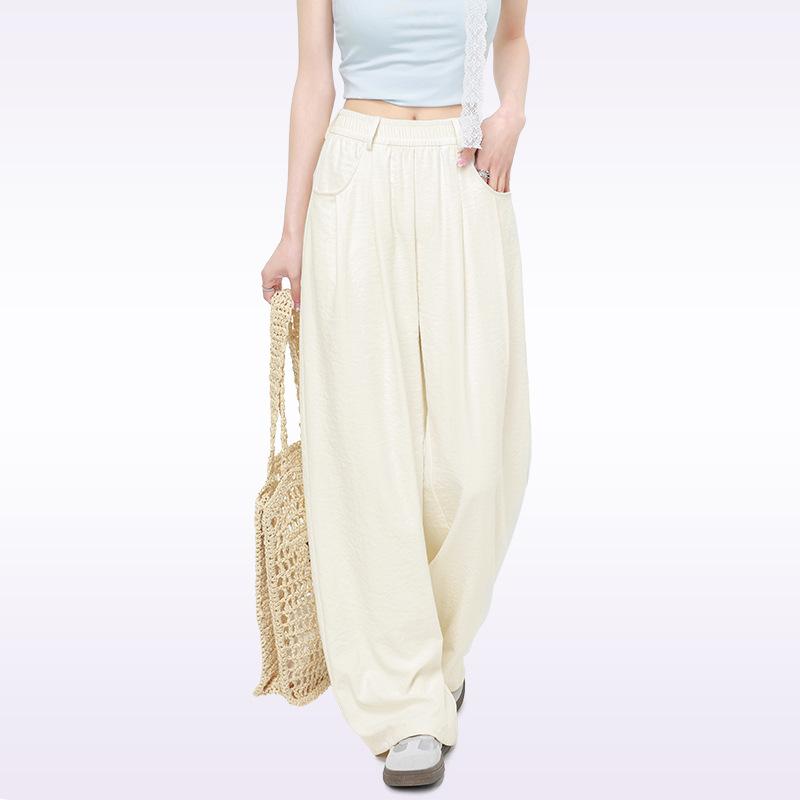 

Lace Belt Wide-leg Pants for Women In Summer New Korean Style Drooping Loose Slim High-waist Casual Pants Floor-length Trousers XL