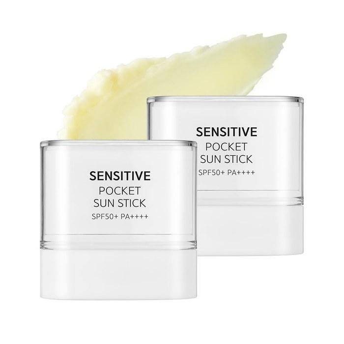 SAM U Sensitive Pocket Sun Stick [10g x 2] SPF50+ PA++++ for Sensitive Skin. Non-sticky sunscreen with hyaluronic acid, cica, and aloe vera
