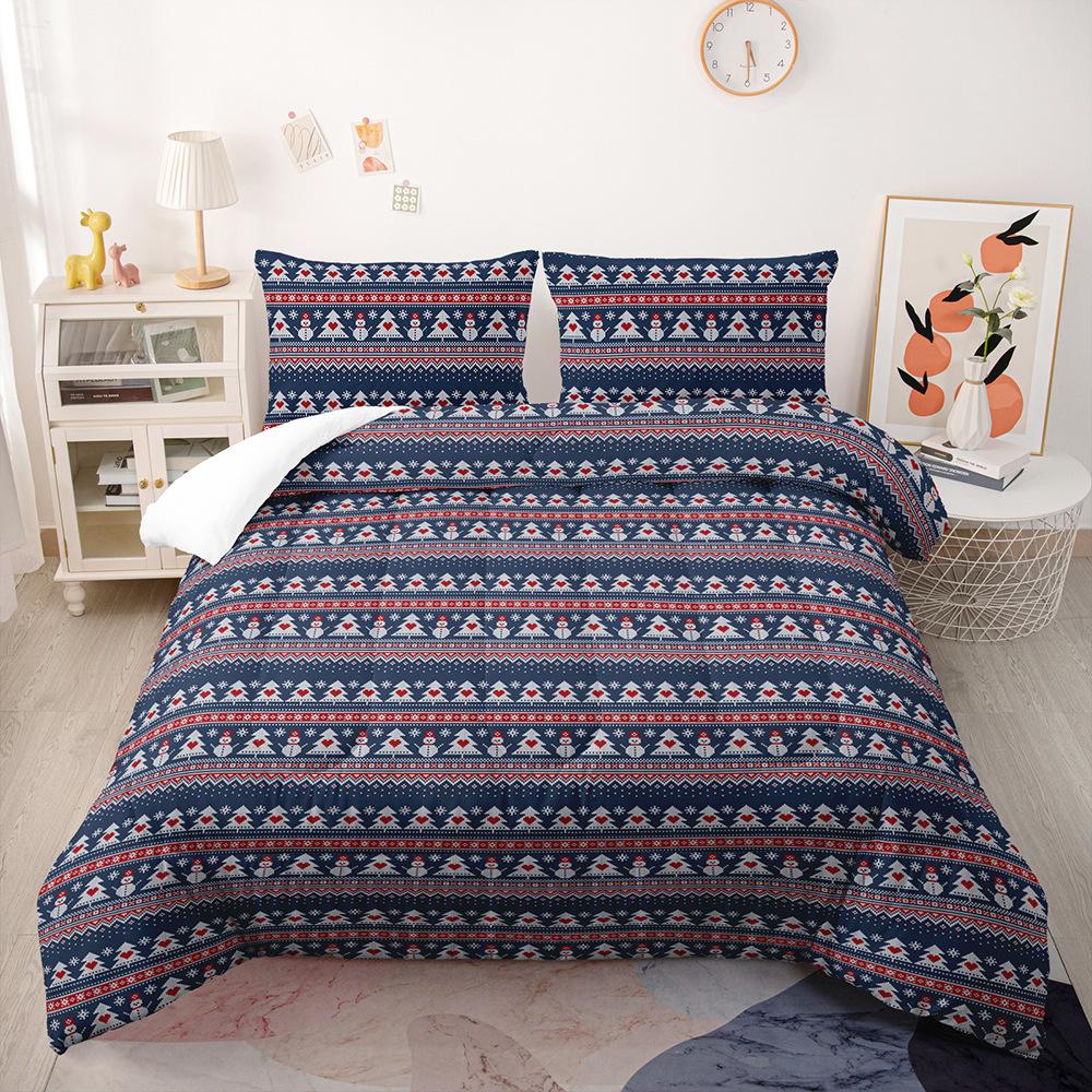 Festive Santa Claus Duvet Cover Set Christmas Comforter Cover Merry Christmas Bedding Sets Winter Snow Holiday Quilt Cover