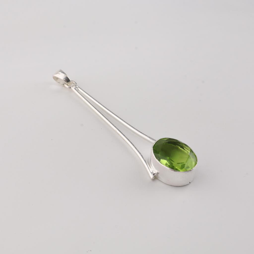 Peridot Gemstone 925 Sterling Silver Handmade Women Jewelry Designer Long Pendant 1.79" For Gift PP-69-2