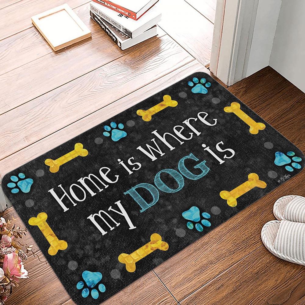 Dog Paw Prints Doormat Entrance Rug for Muddy Paws Anti-Slip Carpet for Kitchen Bedroom Living Room Rug Home Decor Doormat