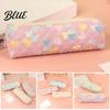 Cute Pen Organizer Heart Print Pencil Case Minimalist Square Pouch