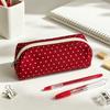 Polka Dot Pencil Case Set Large Capacity Canvas Zipper Pen Pouch for Students School Office Travel Makeup Storage