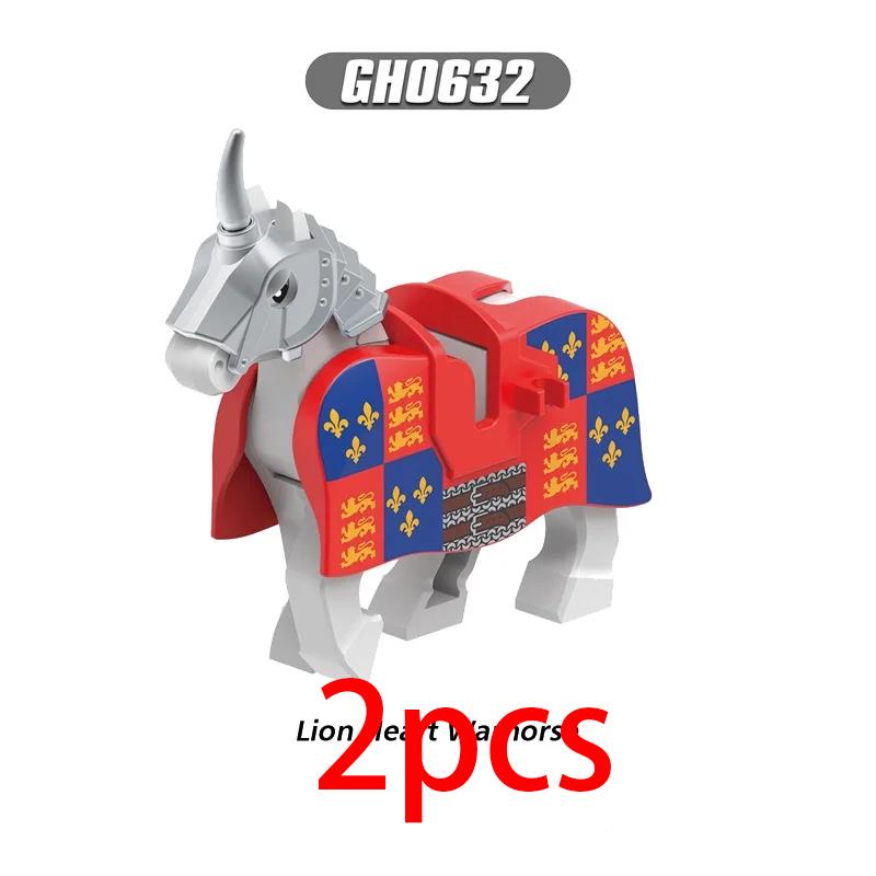 Mittelalterliche Militärburg Ritter Bausteine Reitpferd Wolf Bär Elefant Tier Weste Waffe Fahne Sattel Spielzeug Ziegelstein Geschenk A06