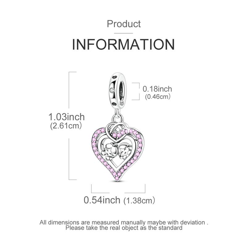 Original Charmscopper Good Sister Pink Heart Pendants Fit Charms Platabracelets For Women Jewelry Making Fine Gifts
