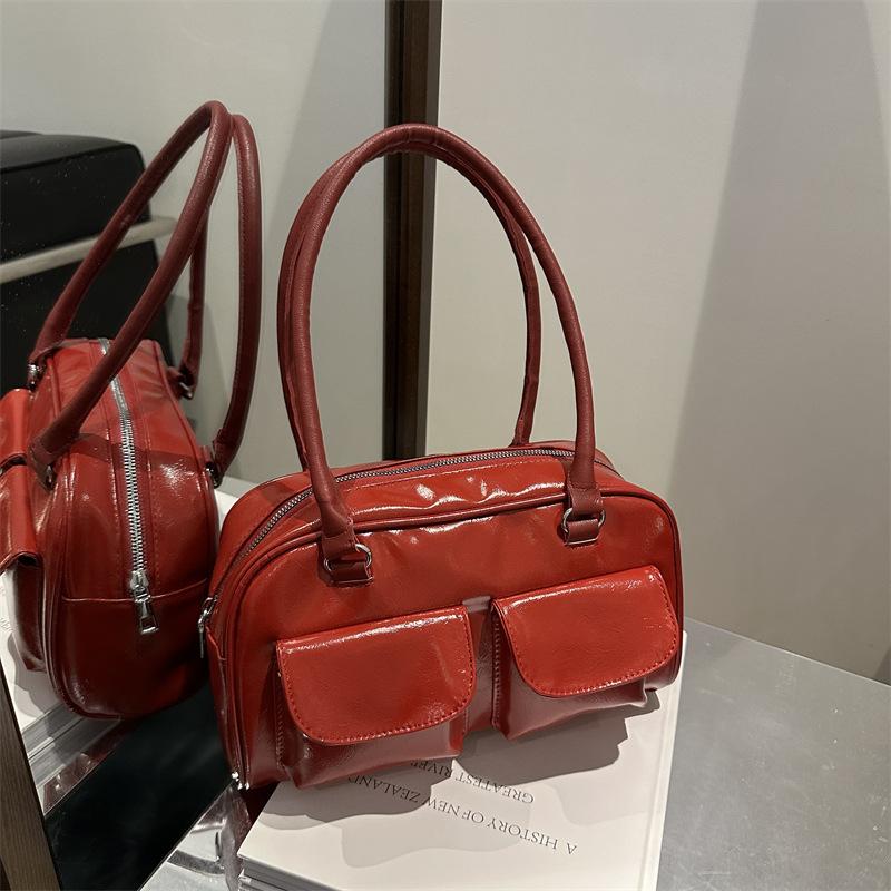 Niche Underarm Bag Women Trendy Fashion Retro Tote Bag Versatile Large Capacity Red Commuter Bag Women