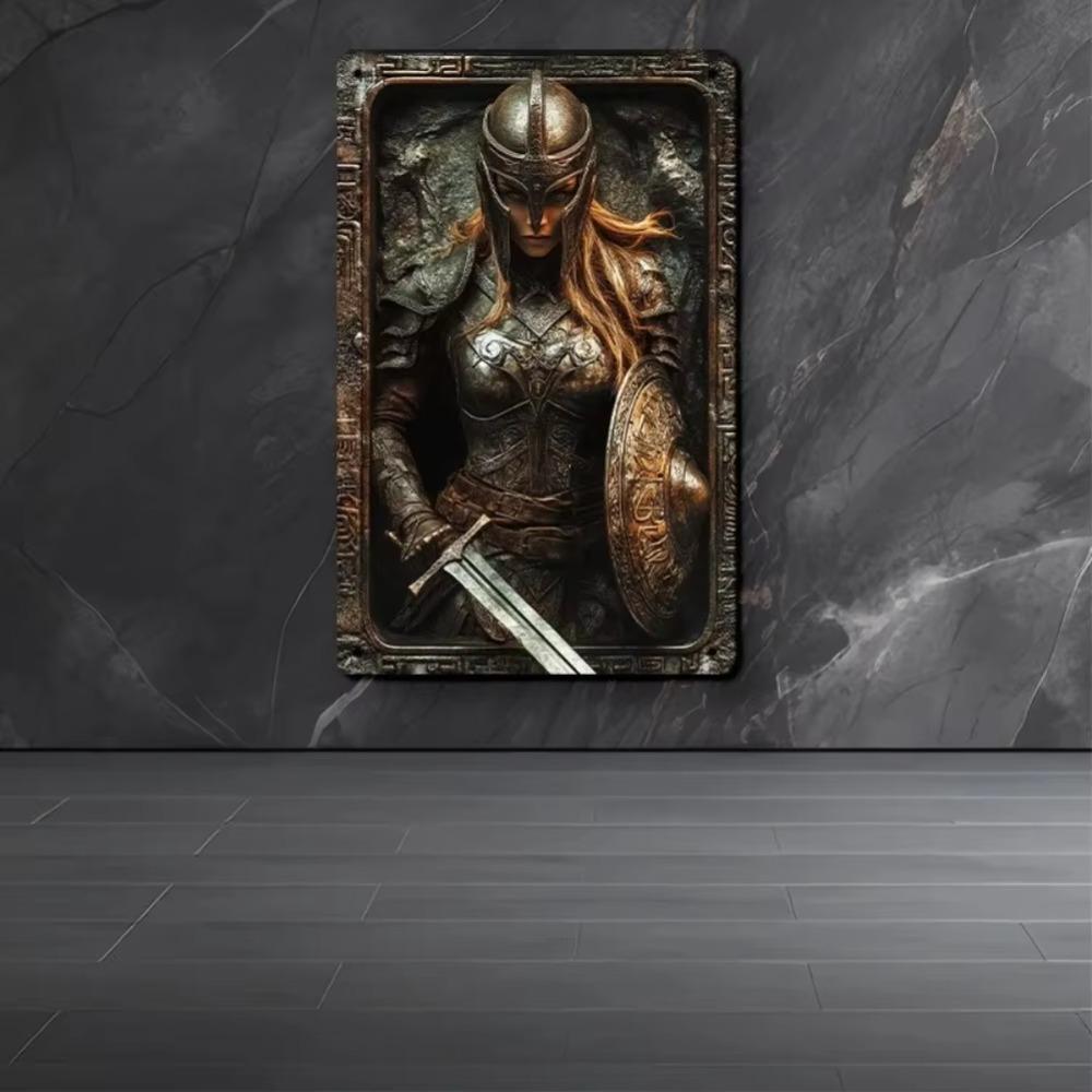 Metal Wall Decor Vintage Armor Art Sign Medieval Fantasy Woman Warrior Home Decor