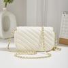 Niche Design New Women's Bag Embroidery Thread Rhombus Small Gold Ball Chain Bag High-end Solid Color Shoulder Messenger Bag