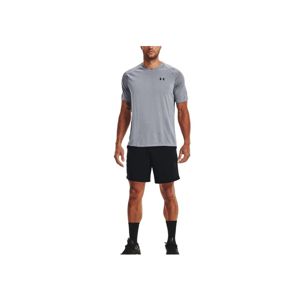 Under Armour Solid Color Brand Logo Crew Neck Short Sleeve T-Shirt Men Tops Gray 1328190-035