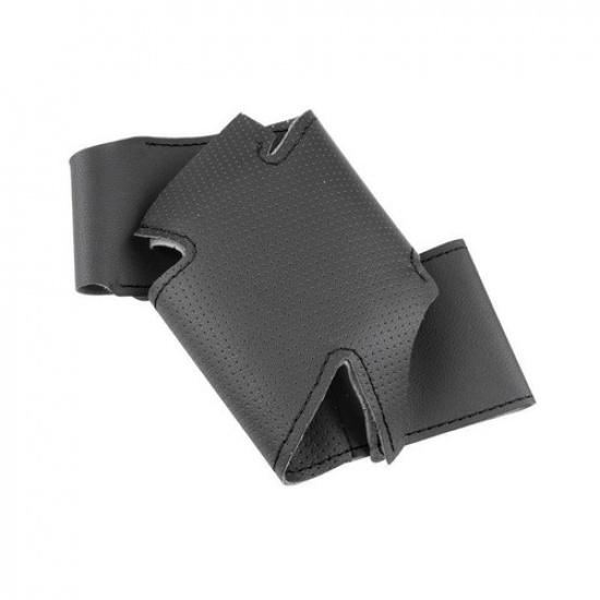 Black Sewing Leather Steering Wheel Cover For Land Rover Discovery Sport 15-18