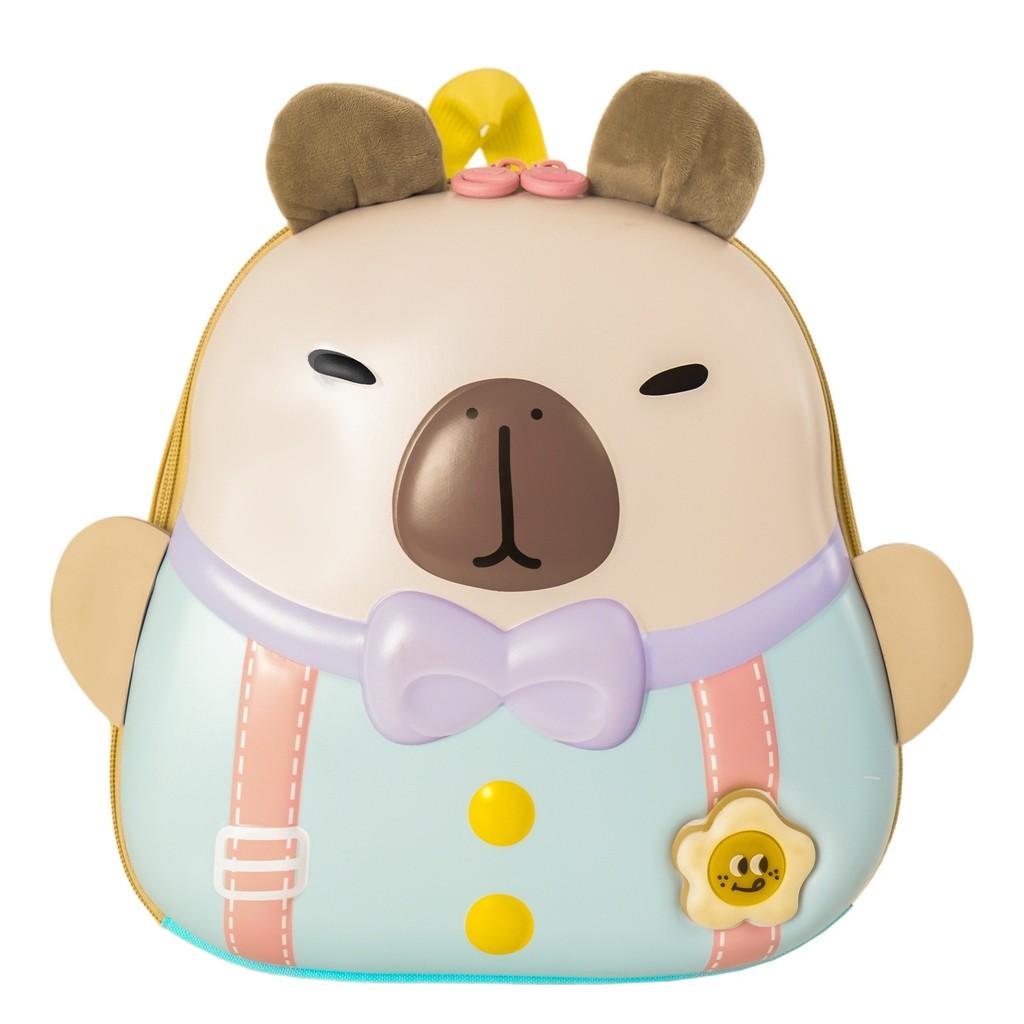

Preschool Cartoon Capybara Backpack With Comfortable Straps And Durable Polyester Lining For Kids LightBlue