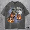 Drei Gekrönte Adler Retro Grafik T-Shirts, Vintage Adler Mond T-Shirt, Übergroßes Raubvogel Tee, Lustiges Raubvogel Oberteil, Einzigartiges Geschenk für Ihn Sie