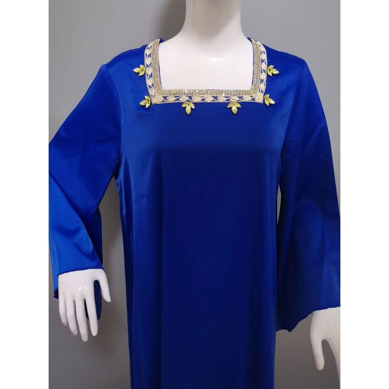Four Square Collar Gold Silk Diamond Middle East Indonesia Saudi Arabia Turkey Dubai Robe Dress Dresses