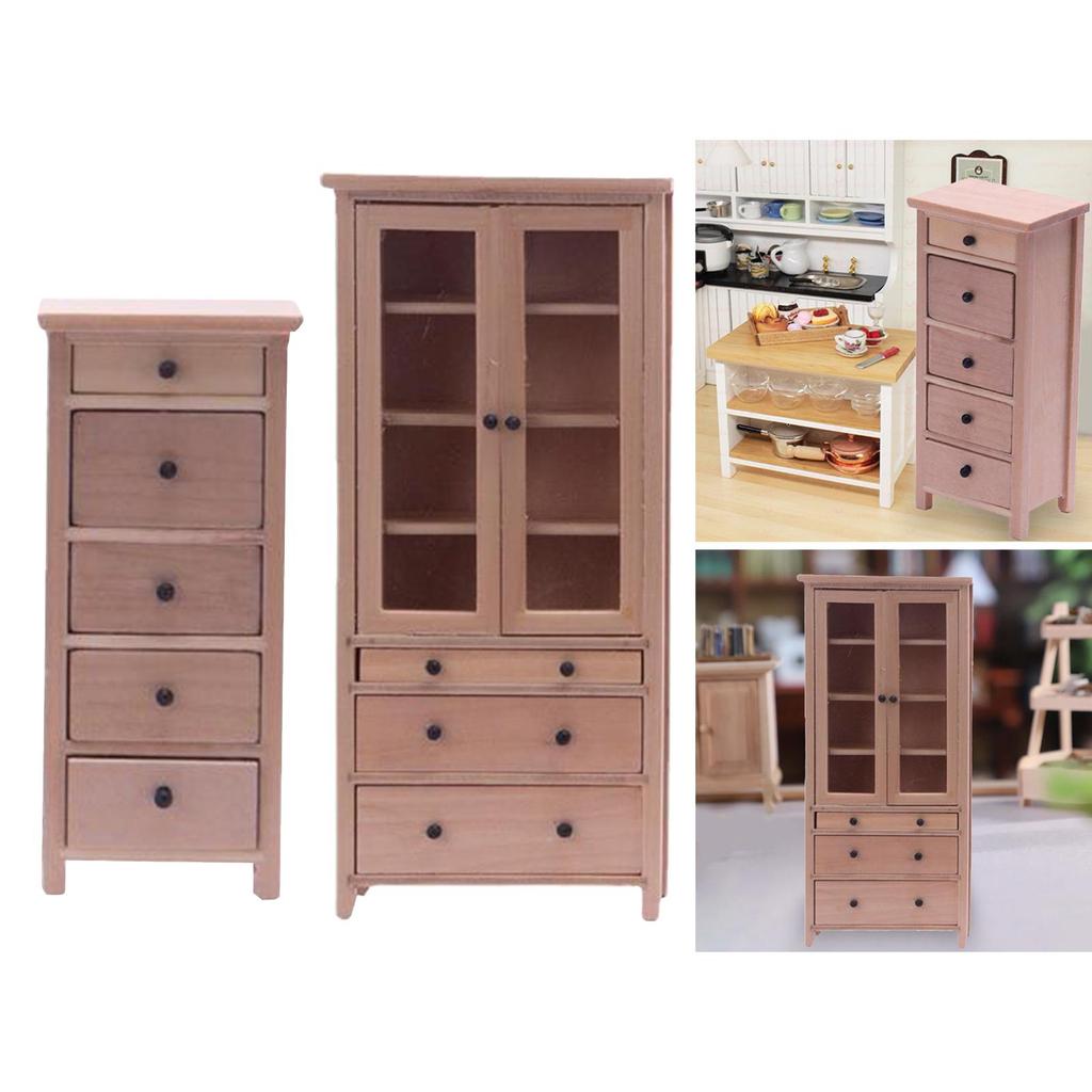 1/10 1/12 Scale Miniature Cabinet Home Living Room Simulation Furniture Toys Style A