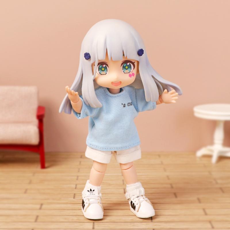 OB11 Puppenkleidung Niedliches Bären-Hasen-Set Kragen Kurzarm-Shorts Mantel für Obitsu11, GSC, YMY, 1/12bjd Kleidung Zubehör