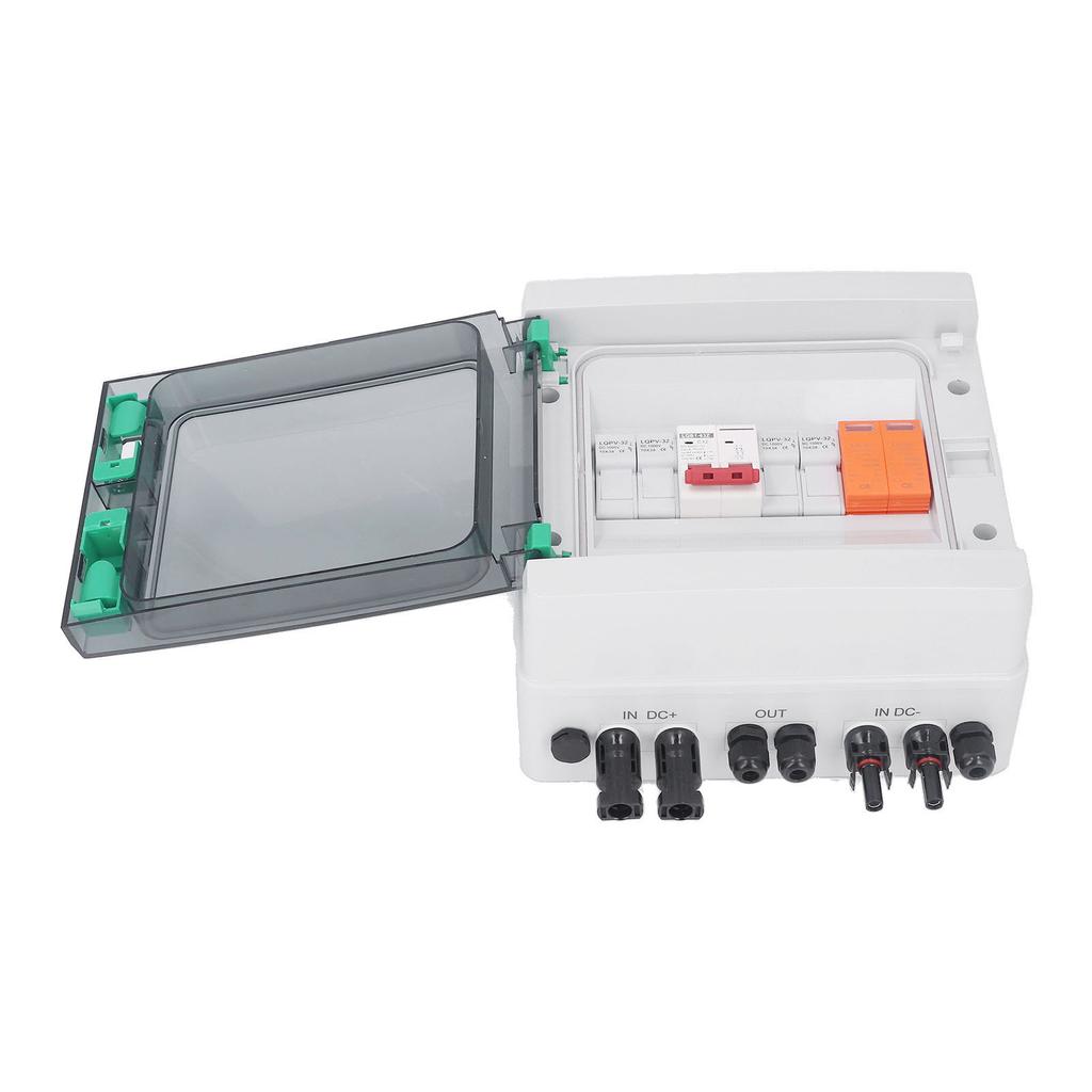PV Combiner Box 2 String Waterproof Solar Combiner Box with 15A Fuse 32A Circuit Breaker DC500V