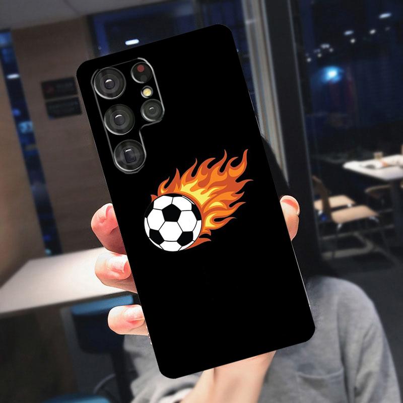 Feuer Fußball Fußball Ball Hülle Für Samsung Galaxy S25 S24 S21 S22 S23 Ultra S9 S10 Plus S24 FE S21 FE Handyhülle