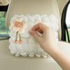 Bow Flower Car Tissue Box Puff Grid Paper Organizer Storage Bag  for Car Back Seat