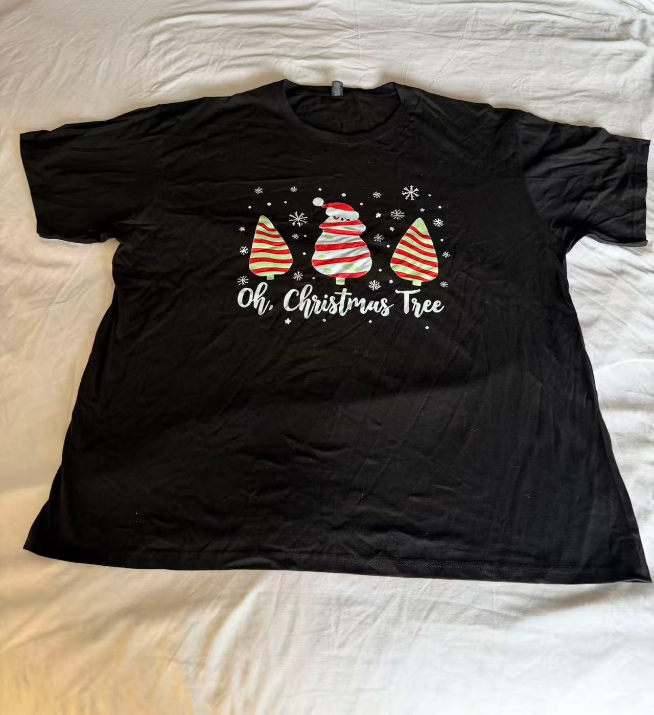 Oh Christmas Tree Black T Shirt Snowman Holiday Graphic Mens 3XL New Free Ship XL