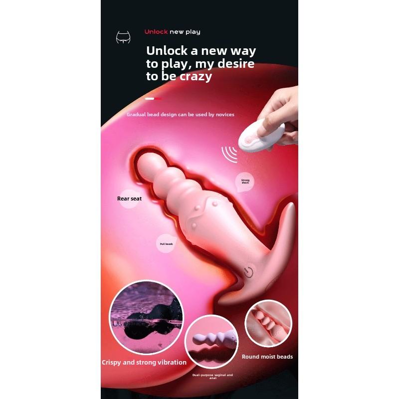 Drahtlose Fernbedienung Tragbares Vorzimmer Zugperlen M2 Vibration Analplug Prostata-Massage Masturbator Erwachsenenprodukte