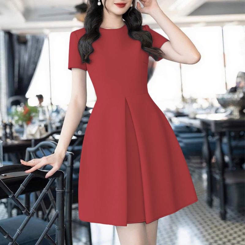 ZANZEA Womens Summer Casual Round Neck Short Sleeve Dress