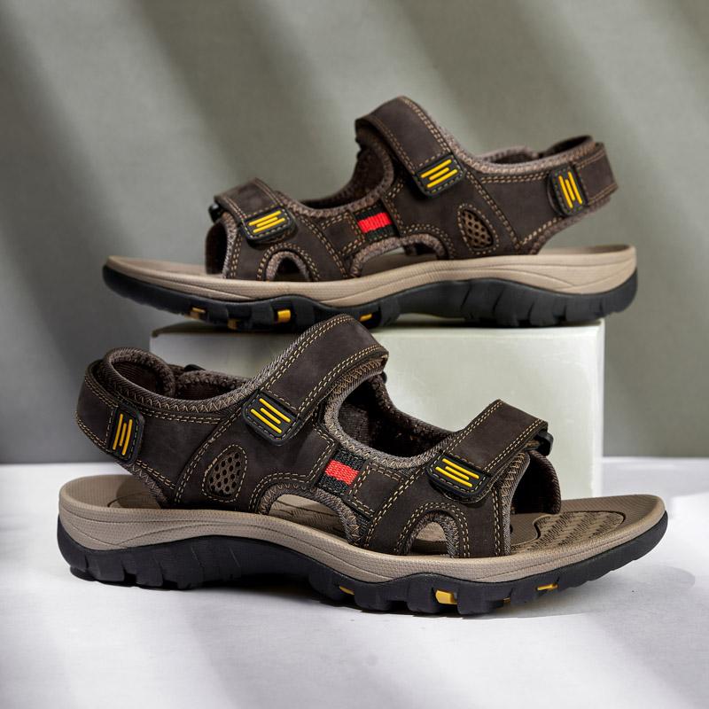 Letnie Męskie Sandały ze Skóry Naturalnej w Dużych Rozmiarach Męskie Sandały Plażowe Sandały Outdoorowe dla Mężczyzn