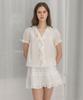 Rotre Domin Lace Shirring White Skirt