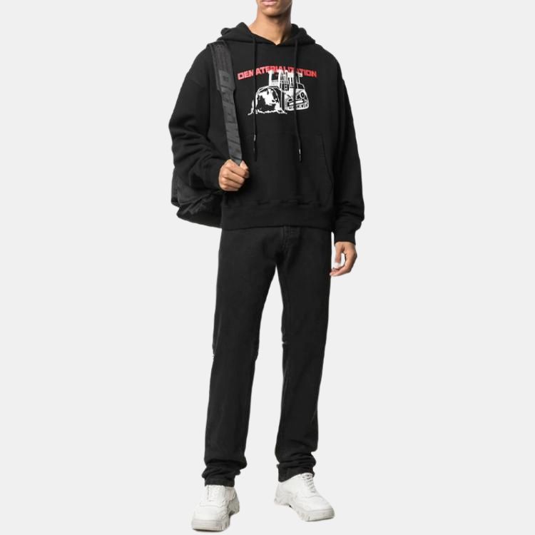 Off-White Ss21 Dematerialization Logo Print Hoodie Men Tops Black OMBB037R21FLE0041025