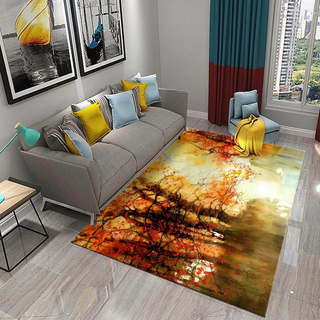 Tree Oil Painting Pattern Carpet Door Mats Doormats Kitchen Bathroom Non-Slip Carpet Living Room Bedroom Decor Floor Mat Rugs