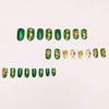 Streamer Falling Leaves New Year Armor Essential Short Manicure Wearing Nail Medium and Long Hand-painted Finished Nail Patches Olive Green