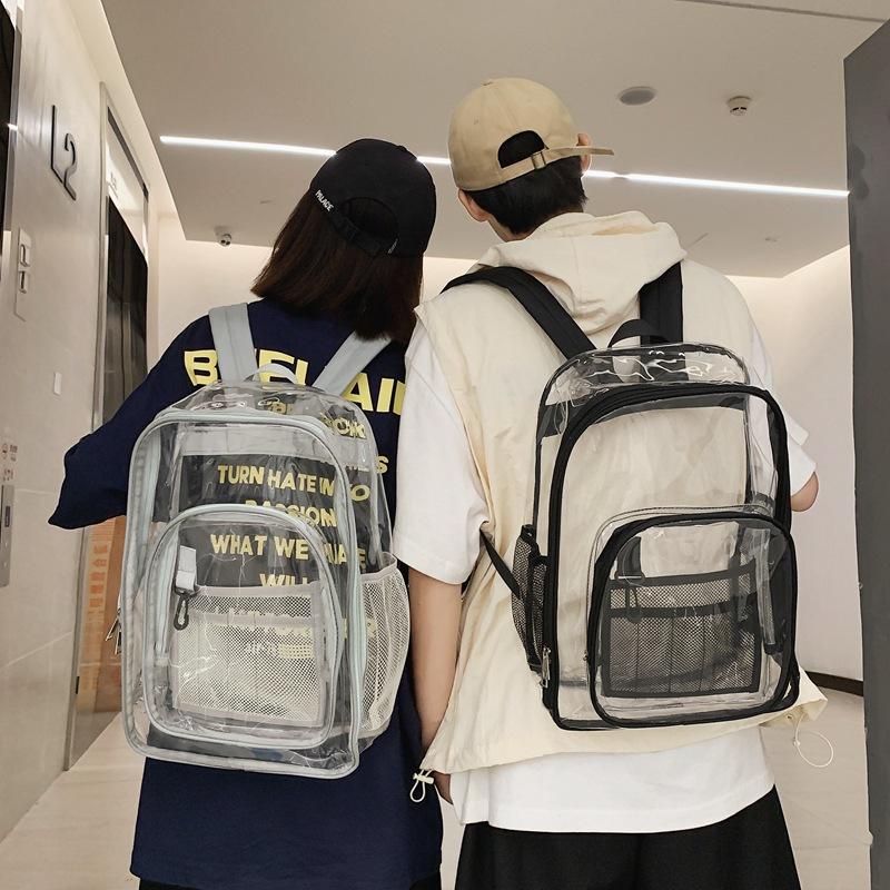Transparent beach casual backpack spring and summer new daily large-capacity plastic men's and women's backpack