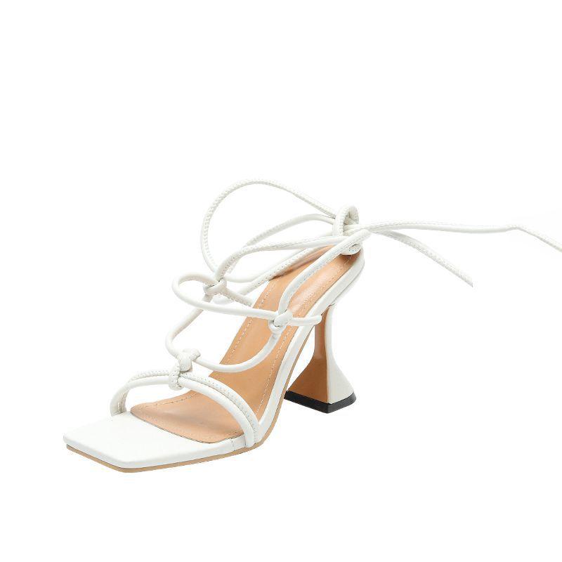 Summer Narrow Band Ankle Strap Women S High Heels Strappy Sandals Square Head Female Strange Style Women Shoesrfv4 35