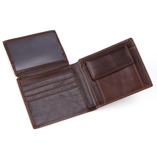 RFID Blocking Men Wallet Vintage Faux Leather Bi-fold Wallet with ID Window Coin Pocket Portable Folding Anti-Theft Credit Card Holder