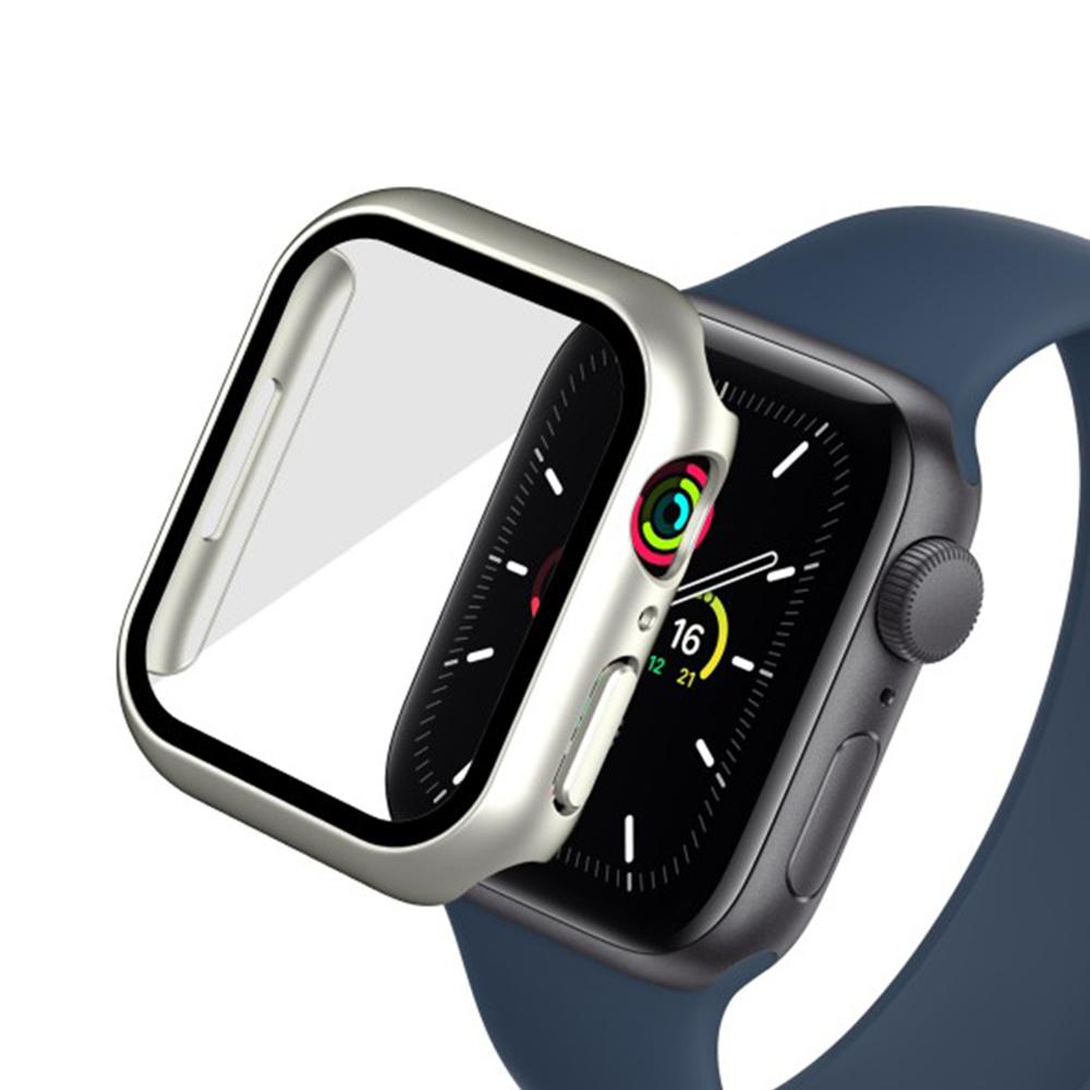 WANLONFENG For Apple Watch Series 9    8    7 45mm 2-in-1 Hard PC Frame Waterproof Case with Tempered Glass