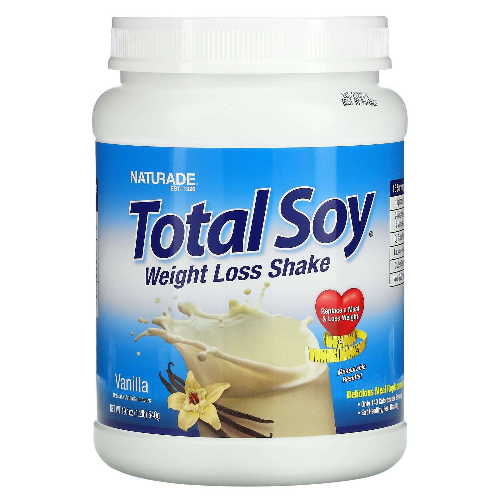 

Naturade, Total Soy, Протеїновий коктейль для схуднення, Ваніль, 1,2 фунта (540 г)