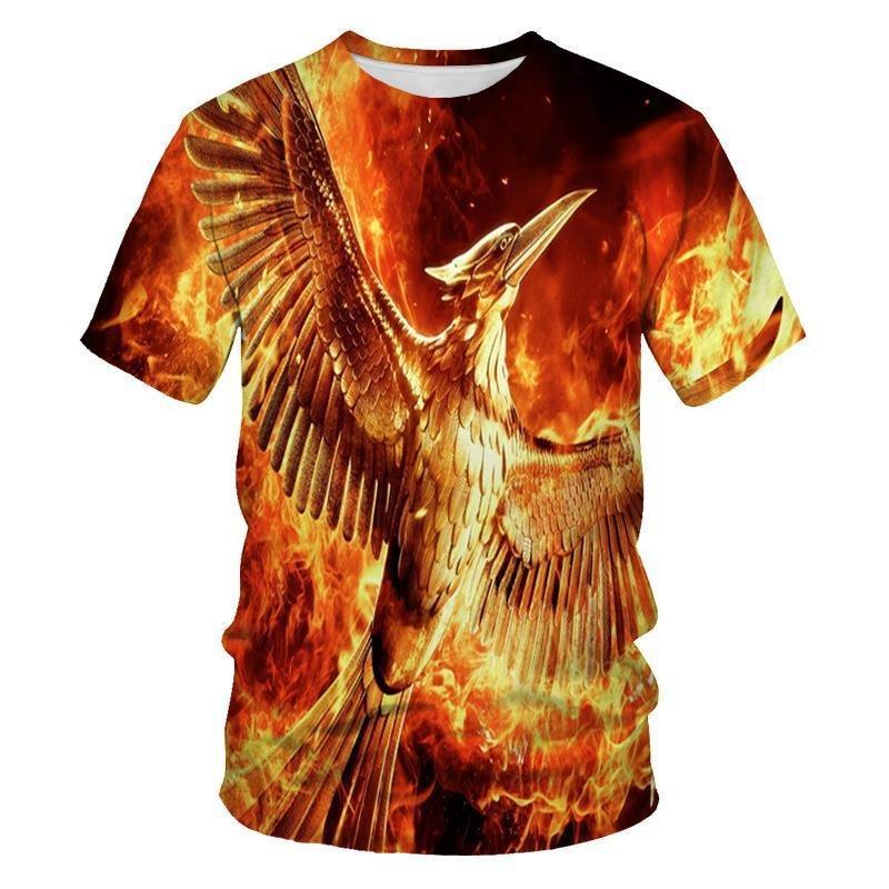 Men's T-shirt with Divine Animal Pattern 3D Digital Printing Round Neck Short Sleeved Fashionable Top