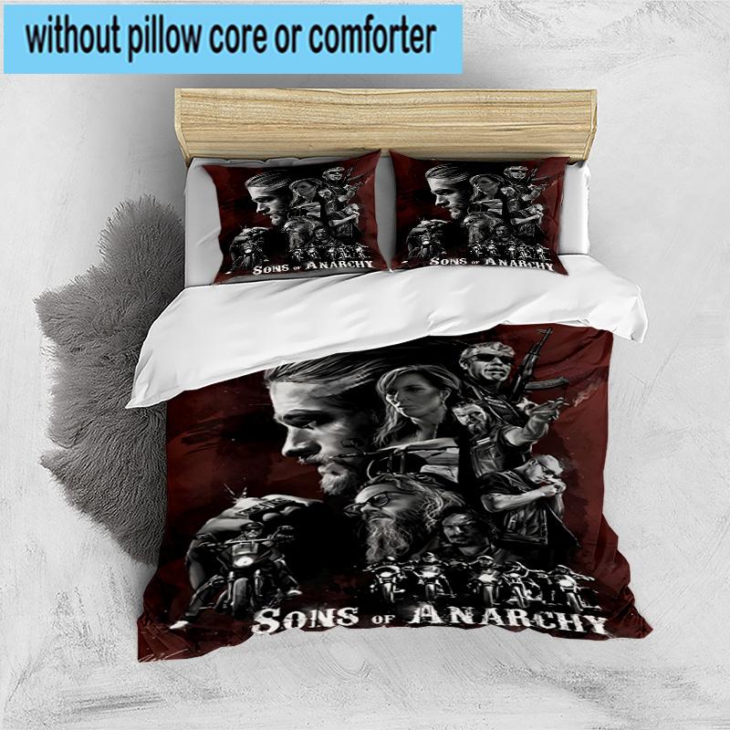 3PCS Anarchy Motorcycle Club 3pcs Bedding,Including 3PCS Duvet Cover And 2pcs Pillowcases Perfect for Christmas,Ideal for Bedroom, Dormitory