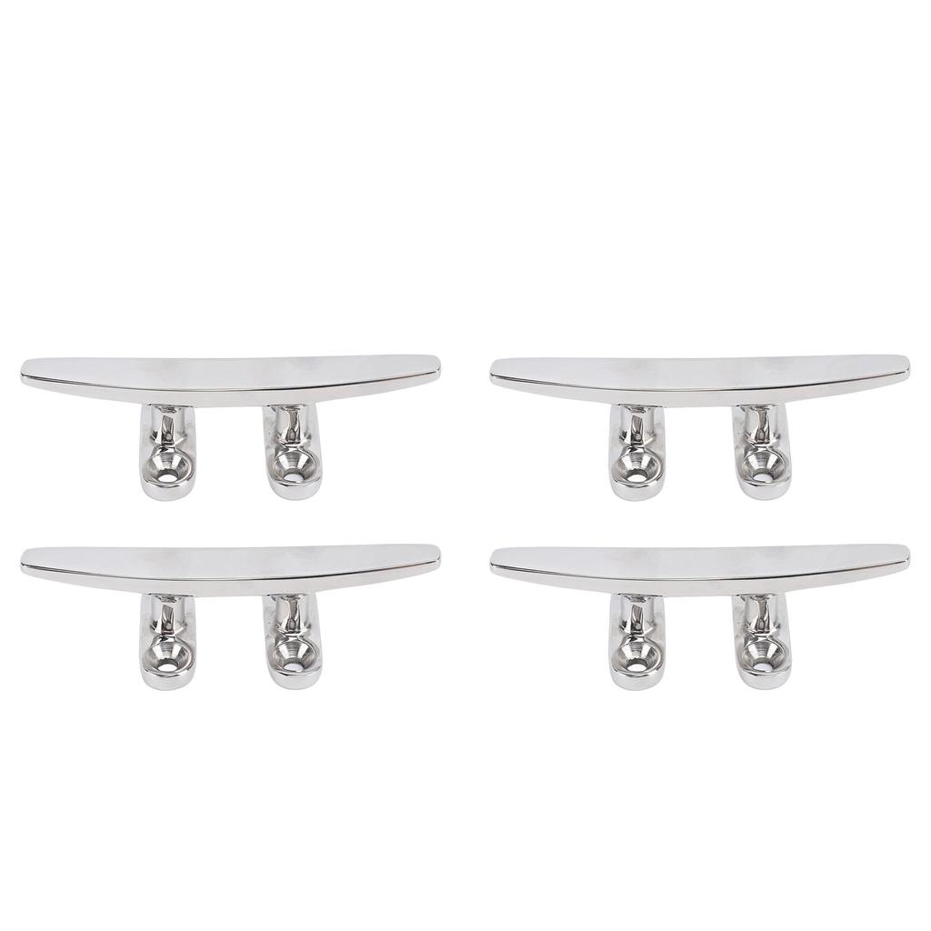4pcs 4in Boat Tie Down Cleat 316 Stainless Steel Polished Dock Cleat Deck Rope for Speedboat Yacht