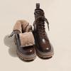 Stivali da Donna Nuovi Neri Marroni con Pelliccia Cavigliere da Donna Autunno Inverno Scarpe Imbottite in Cotone Calde Fondo Spesso Neve Stivaletti Corti
