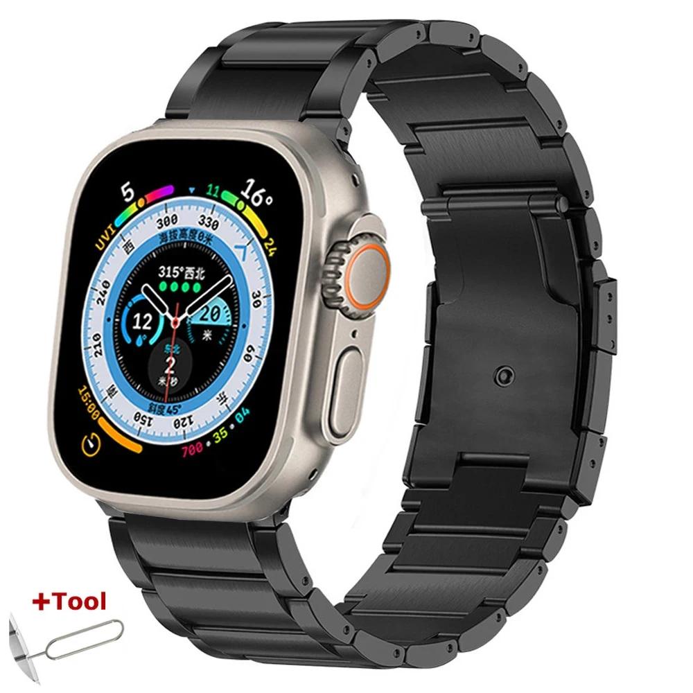 Men Titanium Band for Apple Watch Ultra 2 49mm 46mm 42mm 45 44 40 41 38mm Metal Luxury Strap for Iwatch 10 9 8 7 6 5 Se Bracelet