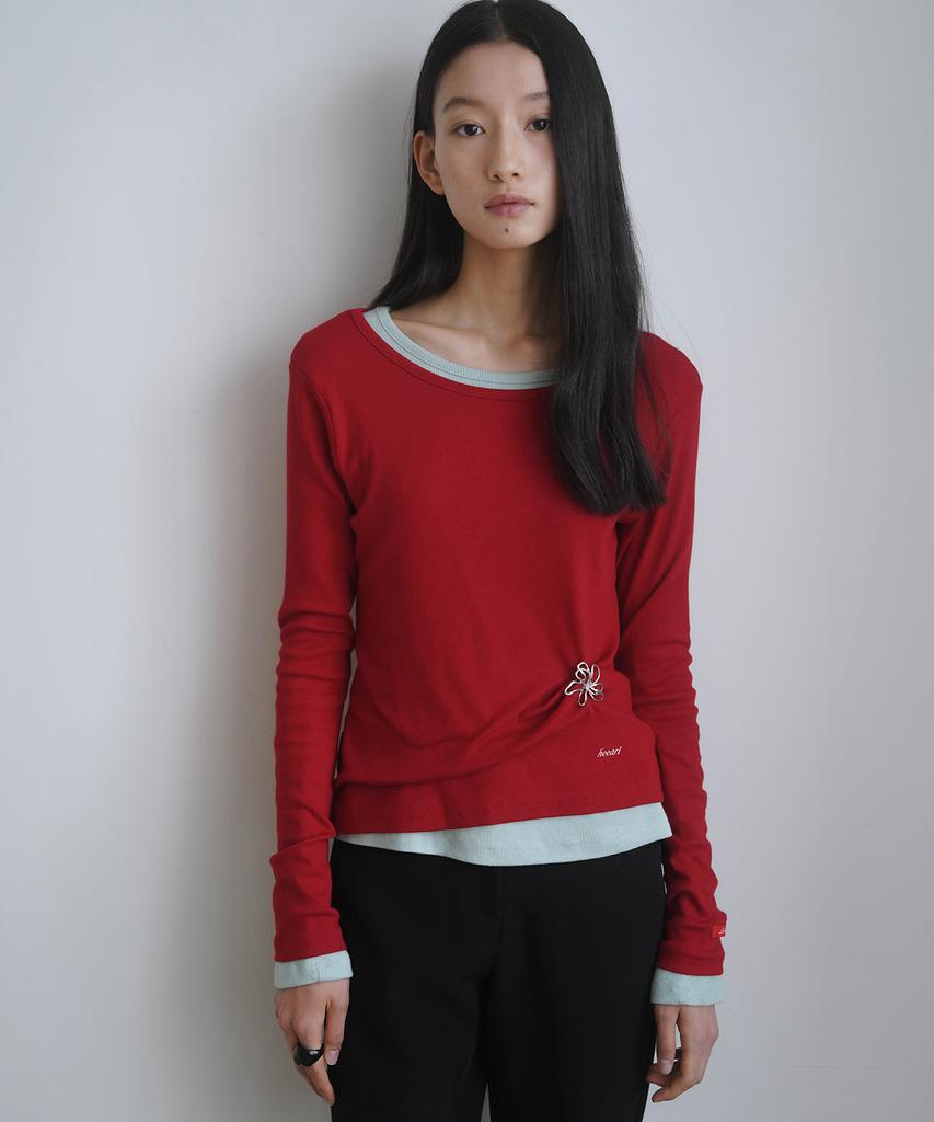 HEEARI Jane Basic Ribbed Long Sleeve_Red