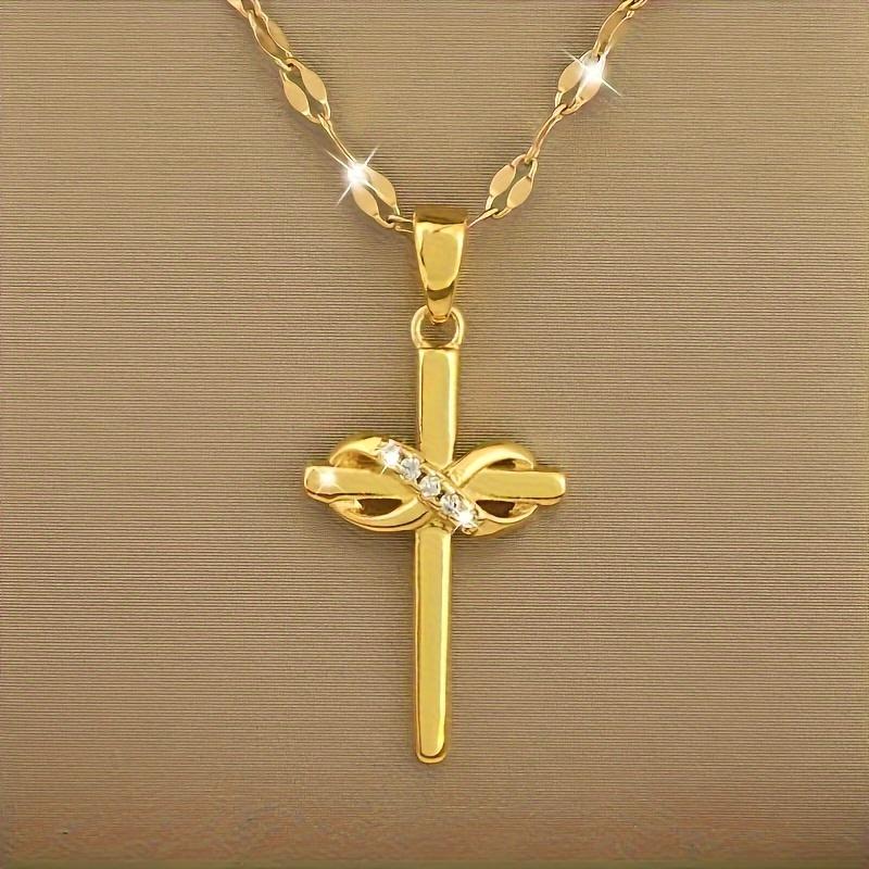 Eternal Love Gold Cross Necklace for Women – Christian Jewelry with Infinity Symbol & Accented Cross Pendant, Delicate Chain, Faith-Based Prayer Gift