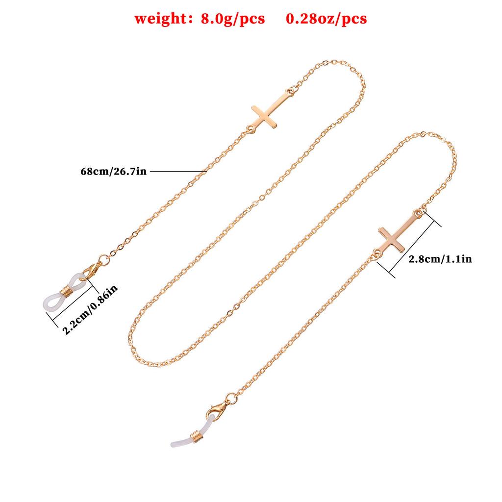 European and American Jewelry, Symmetrical Metal Cross Glasses Chain Female, Simple Temperament Multi-purpose Mask Non-slip Lanyard