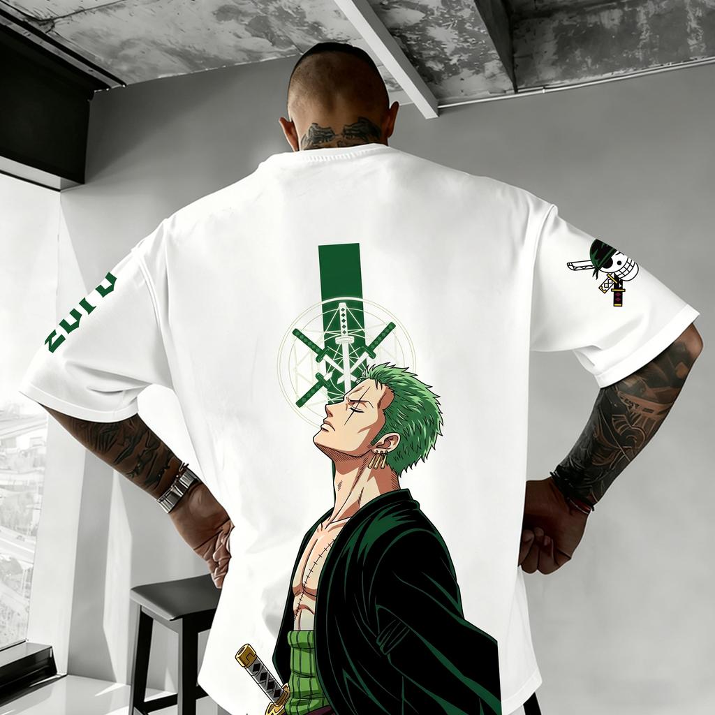 One Piece Japanese Anime Printed Unisexs TShirt Roronoa Zoro Boy Childrens Harajuku Short Sleeve Kids Luffy Tshirt Clothing
