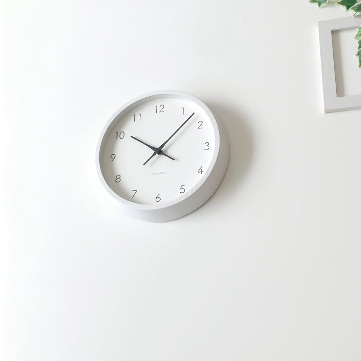 KATOMOKU Muku Clock 7 White km-60WHRC Continuous Second Hand Movement 30.6cm Diameter (Radio-Controlled Clock)
