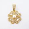 New European and American Flower Pendant with Pearl In The Middle and 5mm Fried Dough Twists Chain for Women's Elegant Accessories Necklace