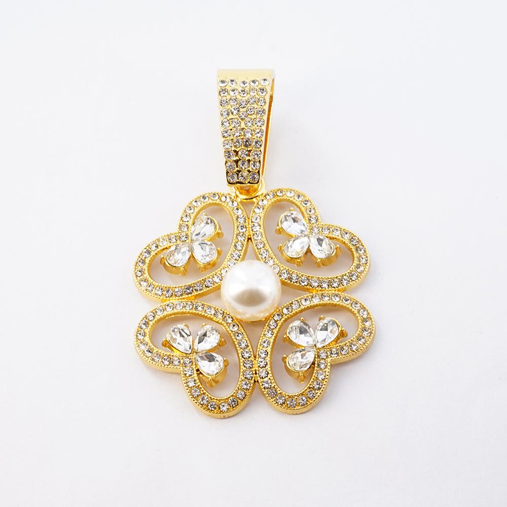 New European and American Flower Pendant with Pearl In The Middle and 5mm Fried Dough Twists Chain for Women's Elegant Accessories Necklace